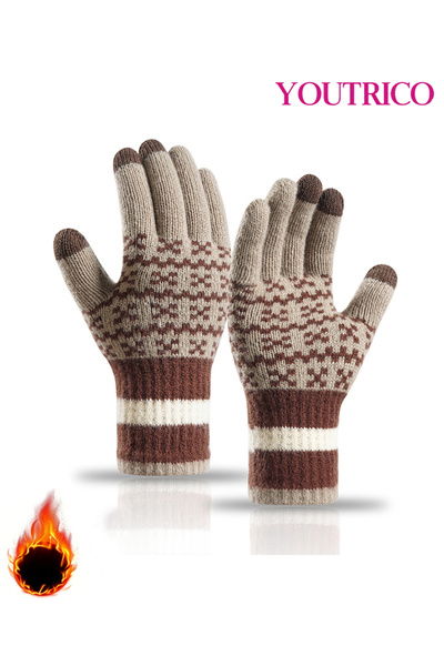Youtrico 3-Finger Touchscreen Gloves - Thermal Jacquard Unisex Winter Wear