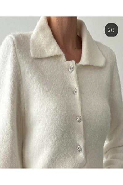 Nil's BUTİK Stone Button Polo Neck Soft Knit Sweater