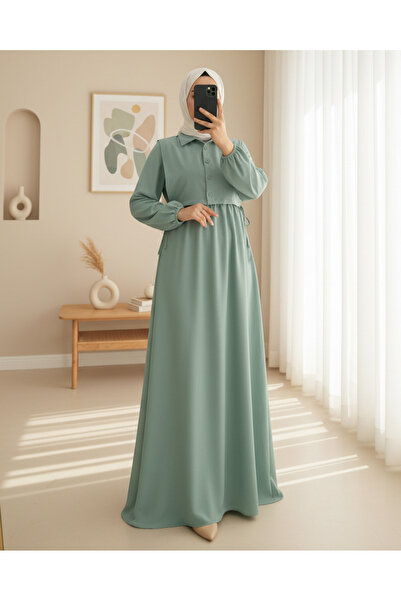 Modamorfo Top Shirt Detailed Dress Set -Mint