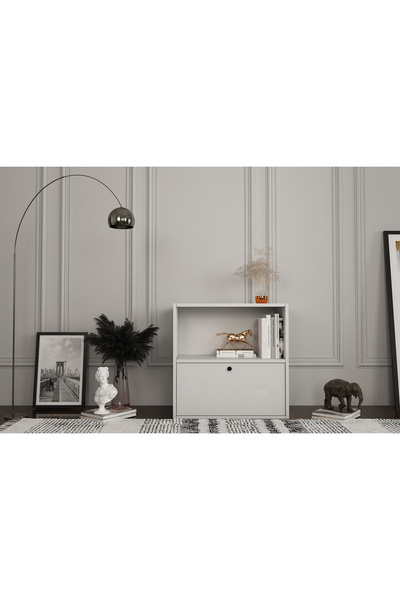 Nettrends Düşer Kapaklı Raflı Çok Amaçlı Dolap Beyaz 65 cm Ça-d-1046-ç