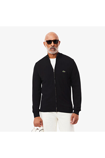 Lacoste Erkek Regular Fit Uzun Kollu Dik Yaka Siyah Triko