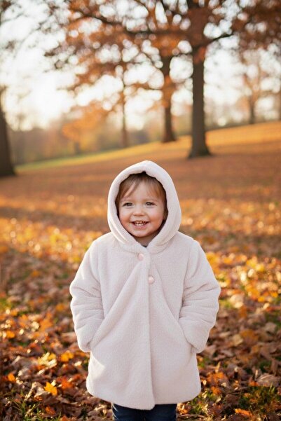 Babyhola Kız Bebek Çocuk Pamuk Astarlı Külah Kapüşonlu Peluş Kaban Kışlık 13622