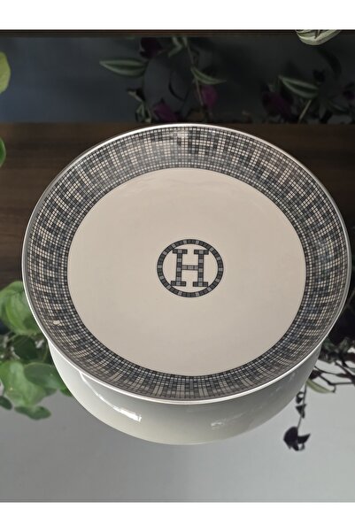 FERMATO Handmade Porcelain Honey Gray Dinner Plate for 6 People