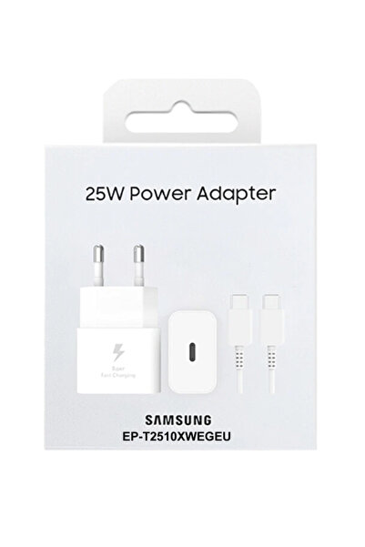 Samsung 25w Süper Hızlı Orijinal Şarj Cihazı ( Adaptör + Kablo ) EP-T2510XBEGEU A06 / A16 / A26 / A07 / A17