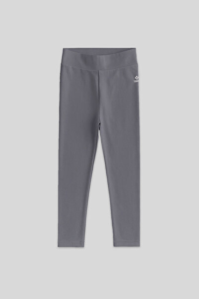 TOMMY LIFE Koyu Gri Yüksek Bel Dar Paça Kız Çocuk Tayt - 75047
