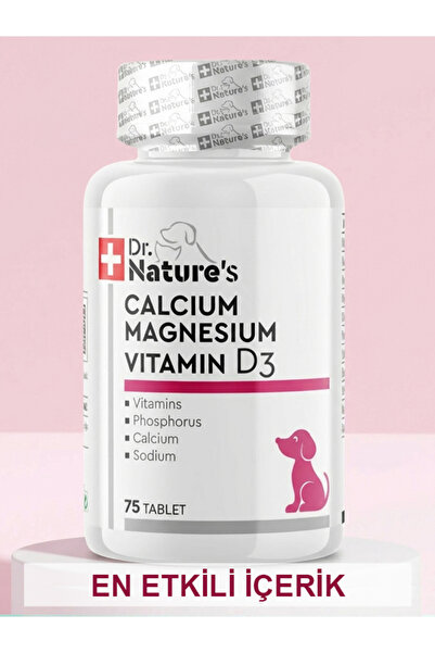 Dr. Nature's Calcium Magnesium D3 | Köpekler İçin Kemik & Diş Sağlığı Desteği (75 Tablet)