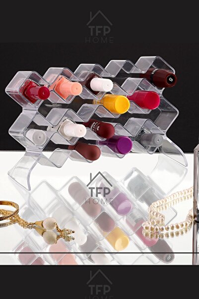 Saatistan Şık 18 Bölmeli Ruj ve Oje Organizeri, Kristal Makyaj ve Takı Kutusu