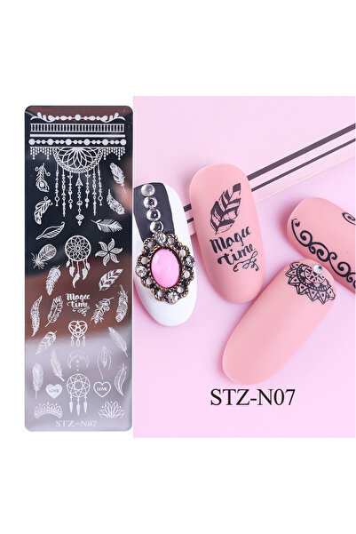 BTN Yaprak Tüy Love Temalı Protez Tırnak Nail Art Stamping Damgalama Baskı Pl...