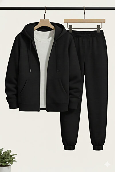 Modaikon Zippered Cardigan Tracksuit Set Unisex Winter/ Transitional 3 Thread...