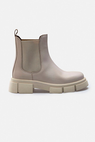 RUJO حذاء تشيلسي نسائي من الجلد الطبيعي باللون البيج