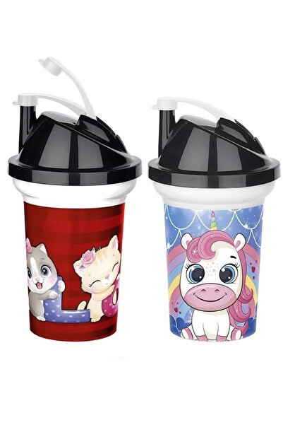 Creatividad Solutions Çocuk Pipetli Bardak Seti 2'li Unicorn & Kedi Figürlü İ...