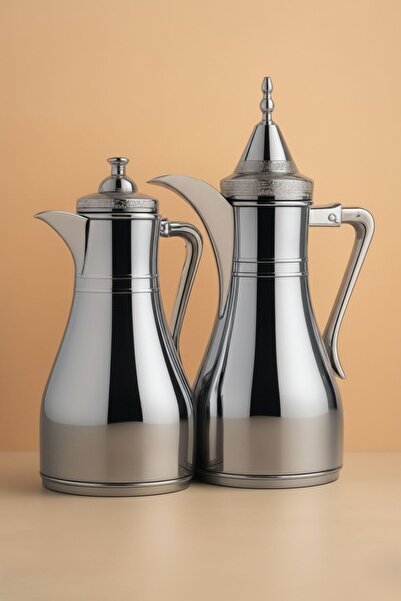 Generic High-quality stainless steel tea and coffee thermos set, new design, 1/2 liter capacity, titanium color, glossy finish