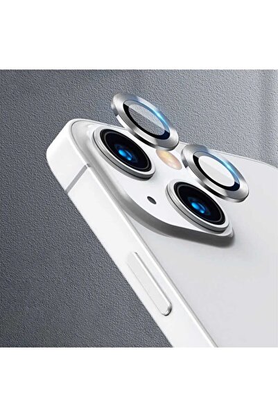 MustCase iPhone 13-13 Mini Uyumlu Kamera Lens Koruyucu Tamperli Cam-Silver