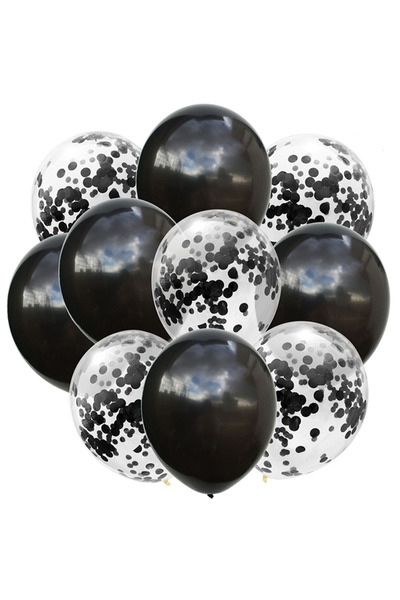 Teno Set de 10 baloane negre cu confetti