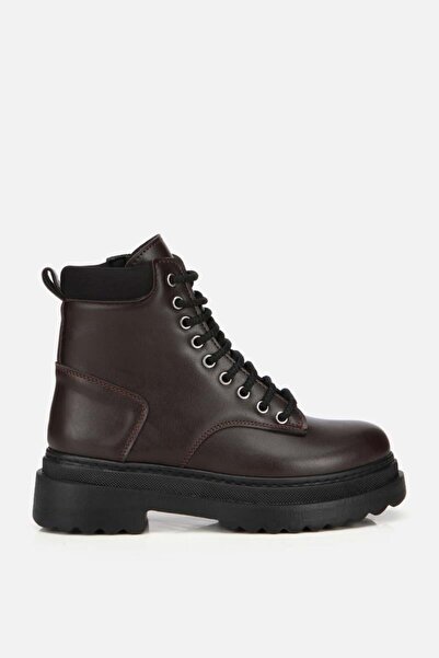 Yaya by Hotiç Kadın Kahverengi Bağcıklı Postal Düz Bot