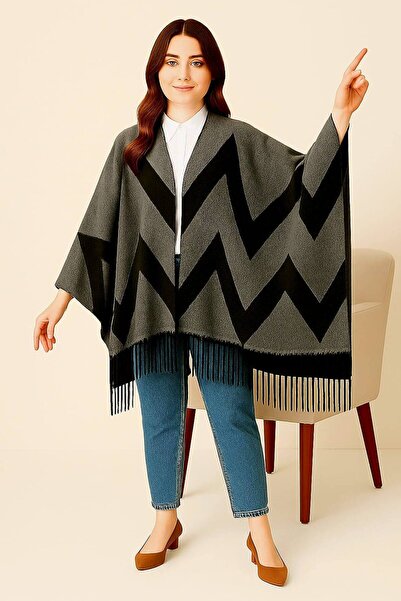 LA SEFA Women's winter double-sided poncho shoulder 140x140