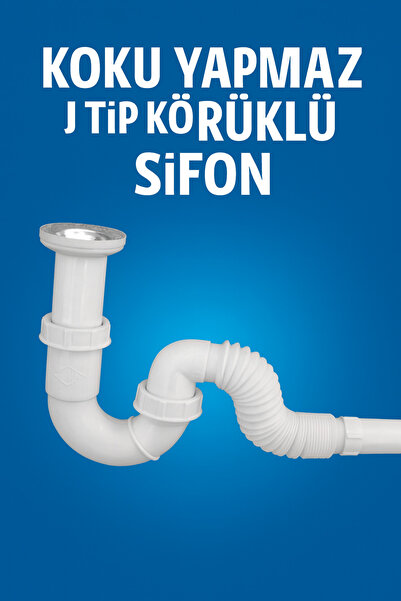 Primeaks Koku Önleyici J Tipi Körüklü Lavabo Sifonu