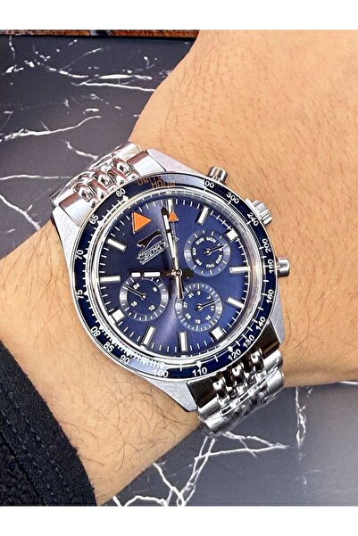 Slazenger Men's Wristwatch – Dark Blue Dial – Stainless Steel Case – Steel Ba...