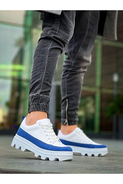 Zapatos حذاء رياضي رجالي كاجوال برباط من الجلد السويدي طراز KB056 CSBT - أبيض...