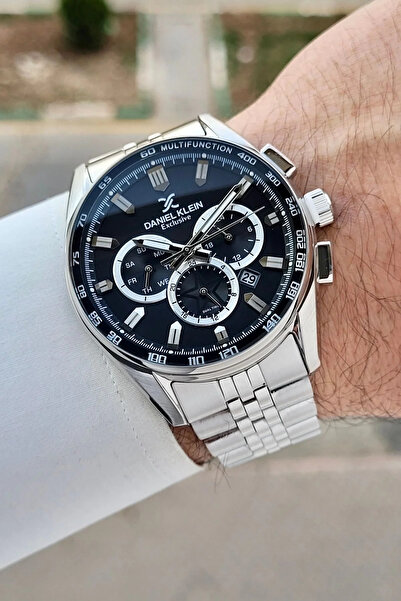 Daniel Klein Men's Wristwatch with Black Dial Silver Color Indicators Active ...