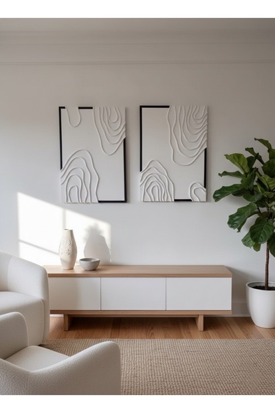 Arties Concept 2’li Siyah Beyaz Kabartmalı Pinterest Tablo Dekoratif El Yapımı Tablo