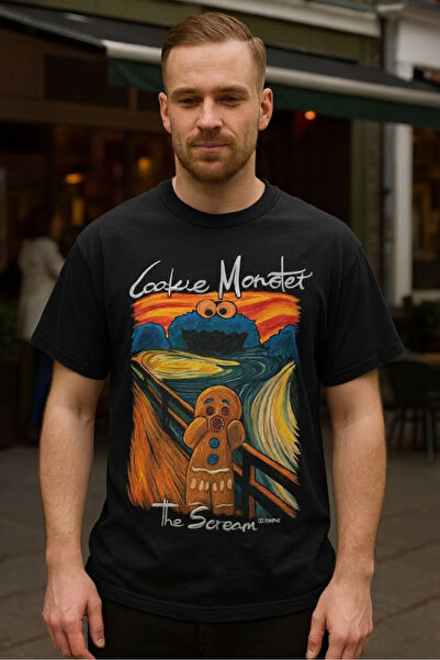cennet'in butiği تي شيرت كوكي مونستر وذا سكريم بياقة الدراجة