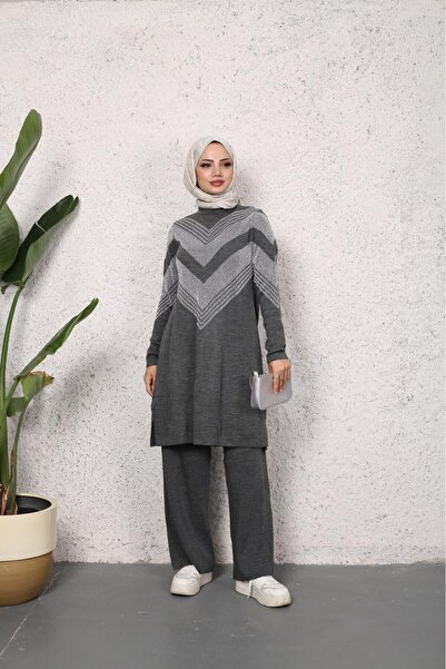 MİREL BUTİK Elit Kadın Simli Triko Tunik Pantolon Takım