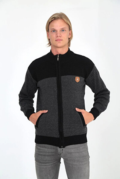 IVORA WEAR Men's Zippered Knitwear Cardigan High Collar, Pockets, Casual Styl...