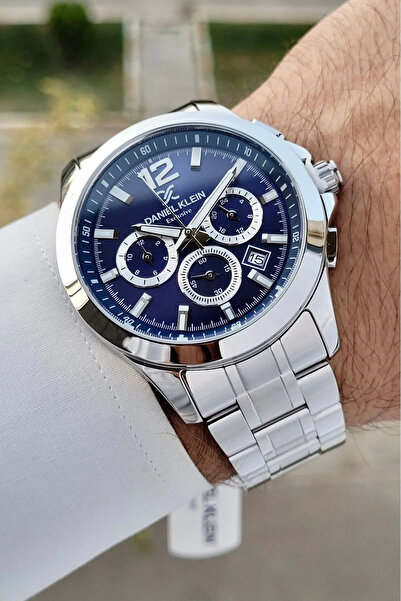 Daniel Klein Dial Navy Blue Strap Silver Color Internal Indicators Active Men...