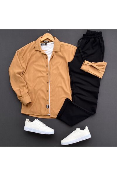 THEGENTMAN Set de 3 piese: Cămașă cu mânecă lungă, pantaloni și tricou pentru...