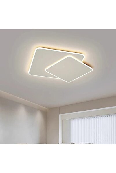OEM LED Chandelier with Remote FUTURA LUMINA 98W, 2 Squares, Cool/Warm/Neutral Light, Dimmable, White