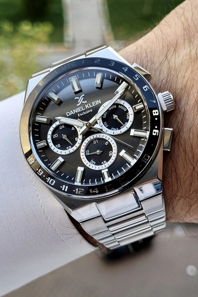 Daniel Klein Men's Wristwatch Dkiste777 with Black Dial Silver Color Inner Indicators Active