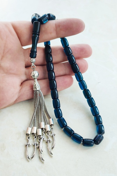 ŞAHBEY TESBİH سبحة من العنبر الناري / زلفيقر مع شرابة معدنية مقاومة للصدأ