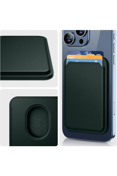 MMP SHOP Samsung Galaxy S25 / S25 Fe / S25 Plus / S25 Ultra Compatible Magsafe Wallet Card Holder Synthetic Leather Card Holder