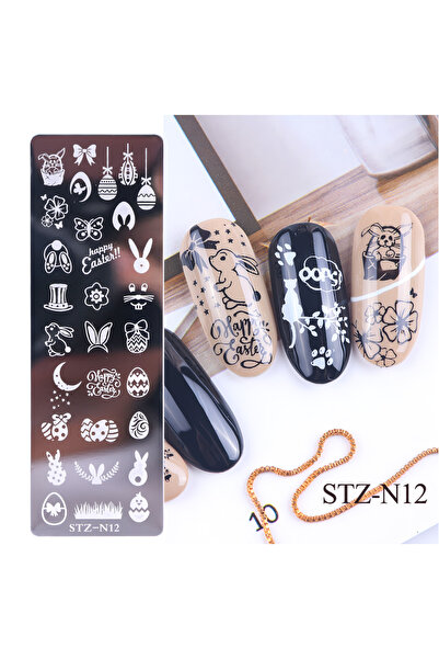 BTN Paskalya Tavşan Yumurta Temalı Protez Tırnak Nail Art Stamping Damgalama ...