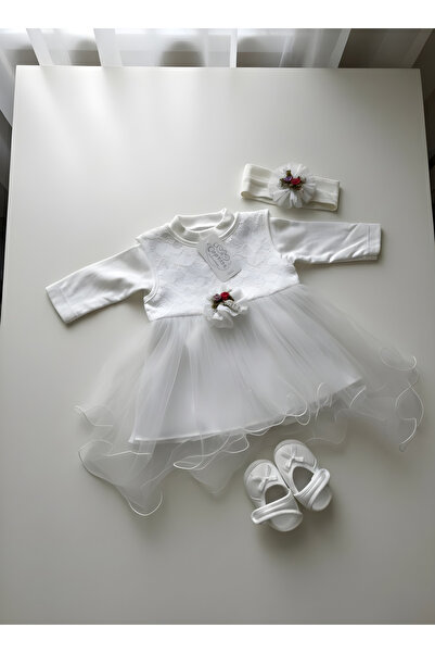 MARİCOCO Kız Bebek Yenidoğan Mevlüt Elbisesi Bebek Mevlütlük Elbise 4'lü takım