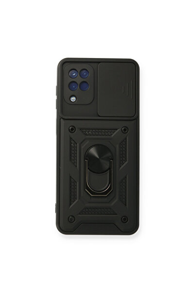 NewFace حافظة سامسونج جالاكسي A12 بارس مع حلقة عدسة سيليكون - أسود