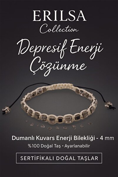 Erilsa سوار معتمد لحل الطاقة السلبية - حجر الكوارتز الدخاني الطبيعي 4 مم قابل...