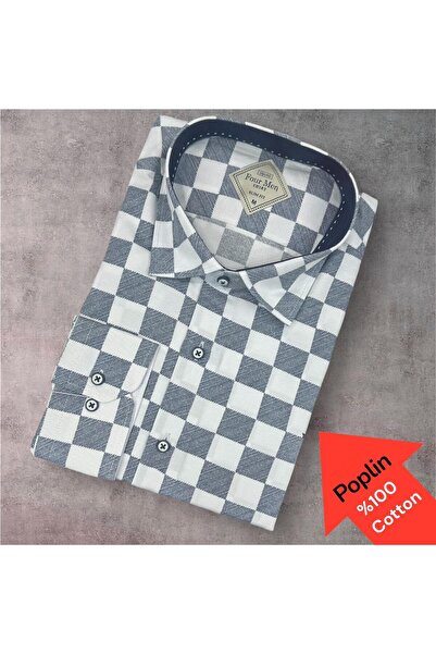 EREN STYLE قميص بوبلين 100% قطن بأكمام طويلة مضاد للتعرق ( قصة ضيقة مقاسات)