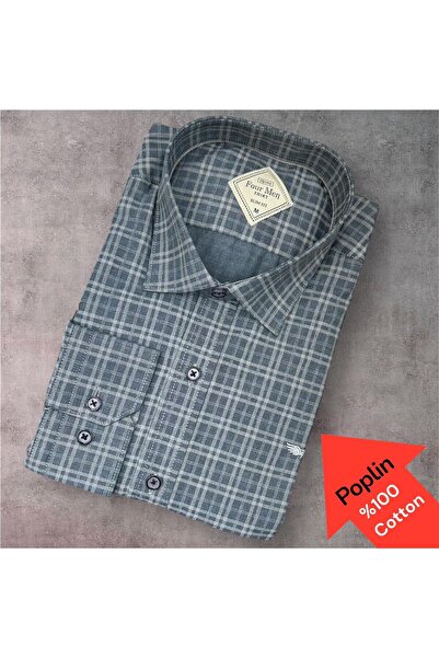 EREN STYLE Поплинена риза с дълъг ръкав от 100% памук, която не предизвиква и...