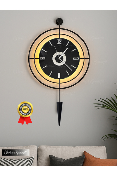 SEVİNÇ KONSEPT Led'li SİYAH Target Pendulum NERO 24 (Büyük Boy 50*90 cm) Deko...