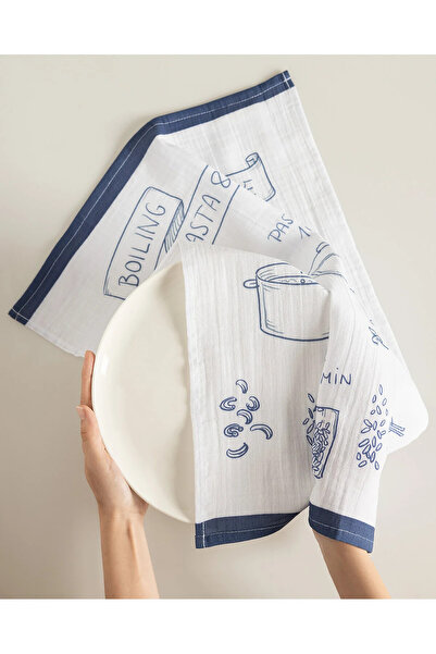 Madame Coco Cussion Muslin Drying Cloth - White/Navy Blue