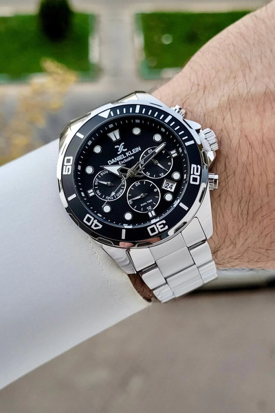 Daniel Klein Men's Wristwatch Dkiste1905 with Black Dial Silver Color Inner Indicators Active