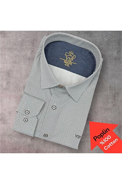 EREN STYLE Поплинена риза с дълъг ръкав от 100% памук, която не предизвиква и...