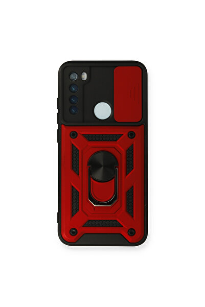 NewFace حافظة هاتف Xiaomi Redmi Note 8 مع حلقة عدسة من السيليكون - أحمر