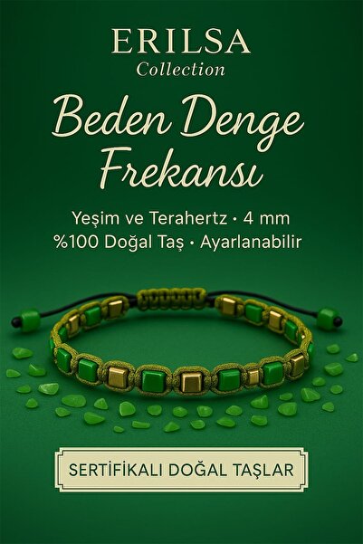 Erilsa سوار الطاقة ذو التردد المتوازن للجسم معتمد - حجر اليشم والتيراهيرتز ال...