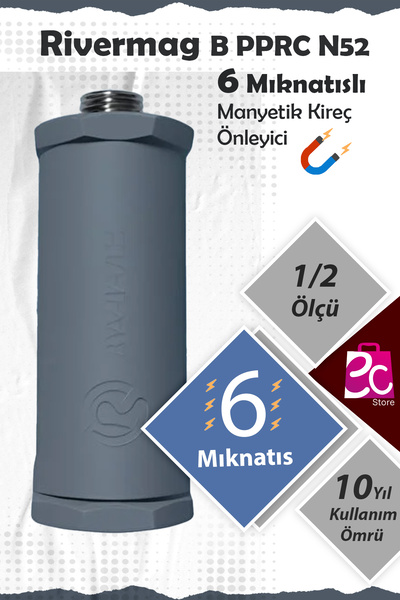 Rivermag Güçlendirilmiş 6 Mıknatıslı N52 Manyetik Kireç Kırıcı Önleyici 1/2 B...