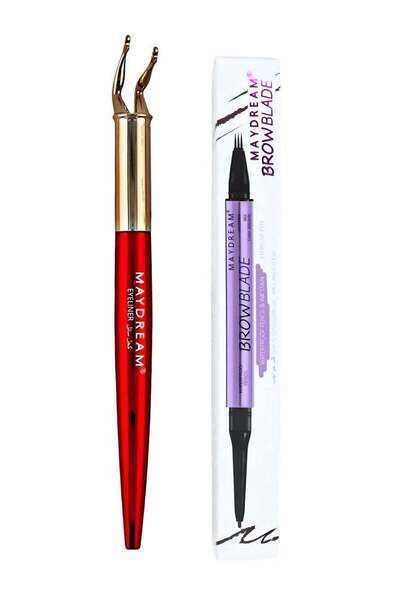 MAYDREAM مجموعة اختيار خبير التجميل – قلم تحديد العيون وقلم الحواجب البني الداكن