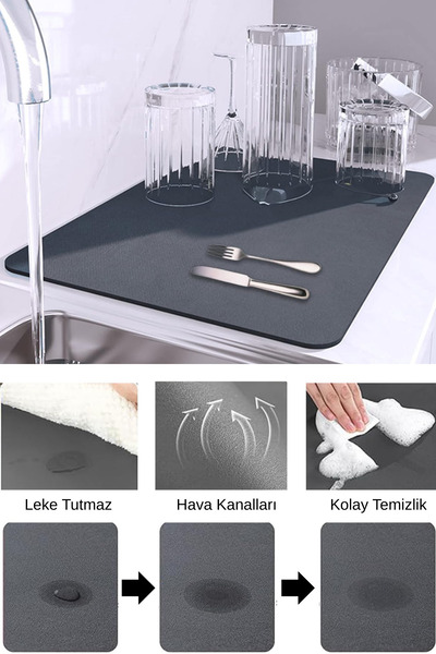 Privo Kaymaz Tabanlı Çok Amaçlı Su Emici Sihirli Tezgah Üstü Bulaşık Yıkama K...
