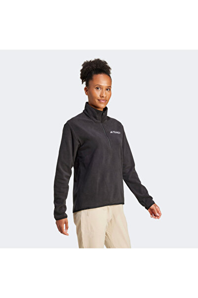 adidas Mountain Essentials Half-Zip Fleece Kadın Siyah Polar